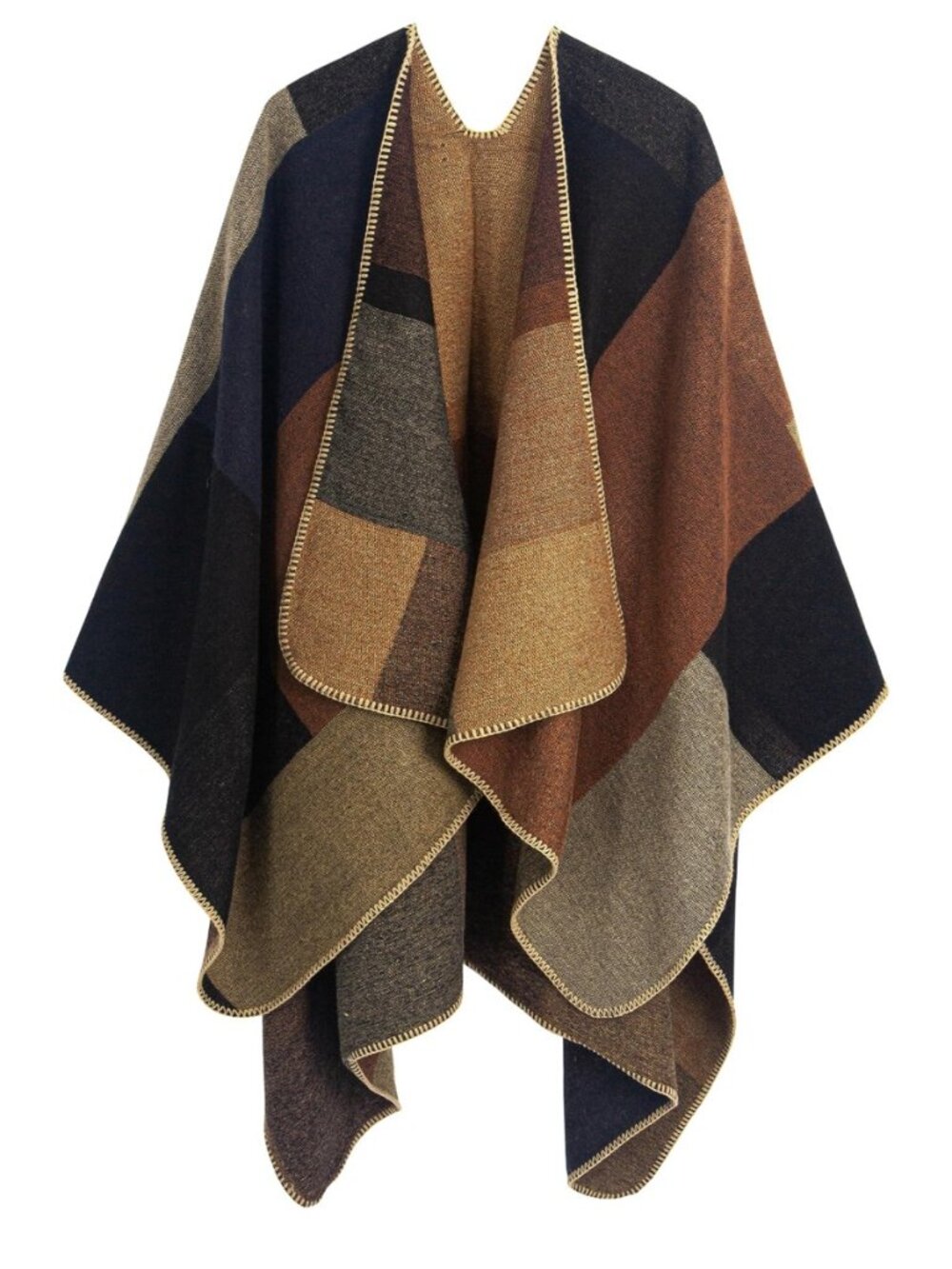 Women's Printed Shawl Wrap Fashionable Open Front Poncho Cape, Gift for Women